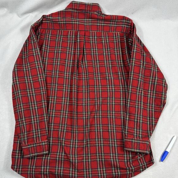 L.L.Bean XL Tall Red Tartan Plaid Flannel Shirt 100% Cotton Long Sleeve Outdoors - Picture 5 of 14